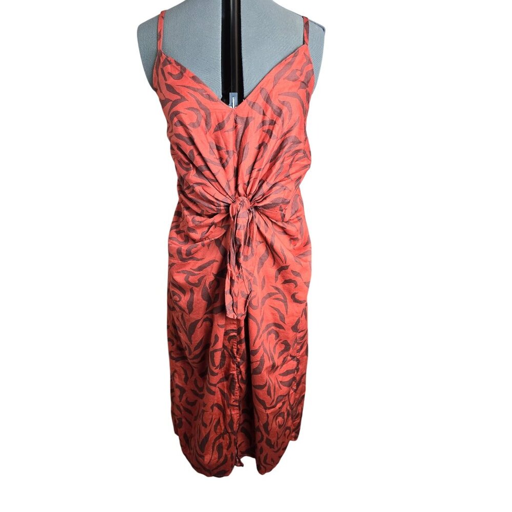 Eloquii Burnt Orange Zebra Stripe Sleeveless Tie Front Dress Size‎ 16